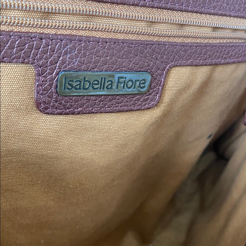 Isabella Fiori Large Shimmery Rust Leather/Knit Pom Tassel Satchel/Hobo Bag - Picture 7 of 11